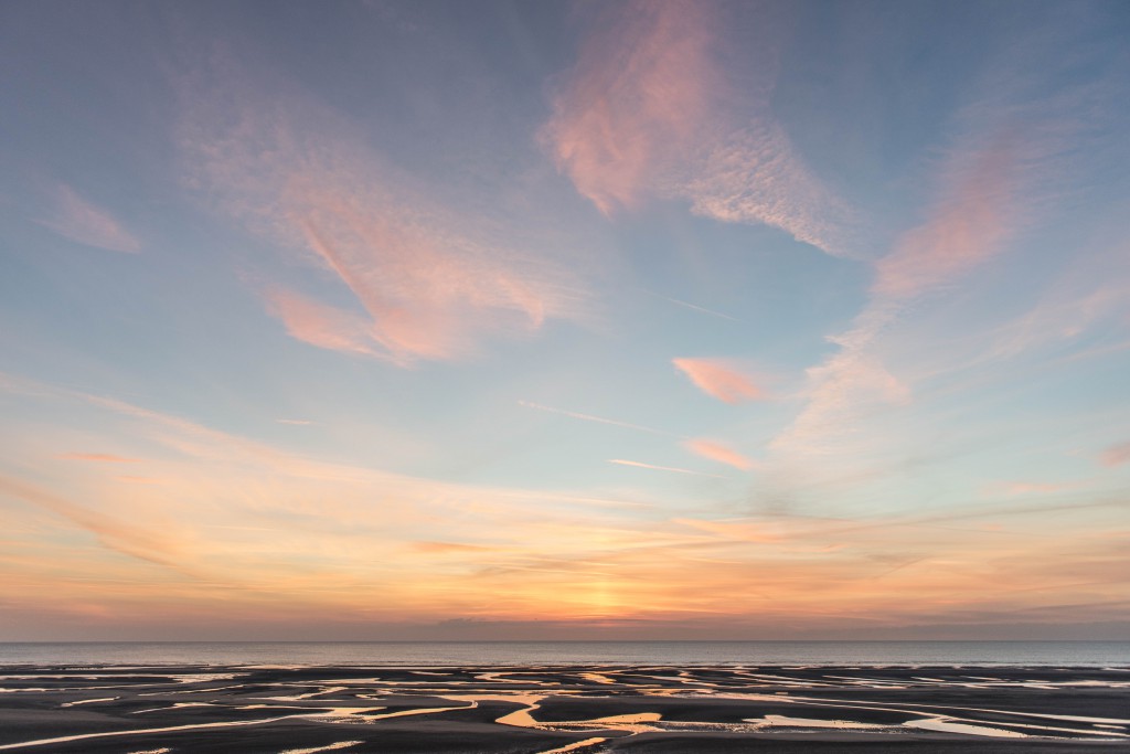 Plage le touquet couché de soleil